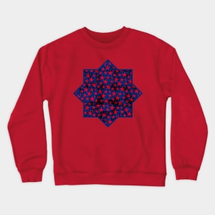 Red stars on blue grunge Crewneck Sweatshirt